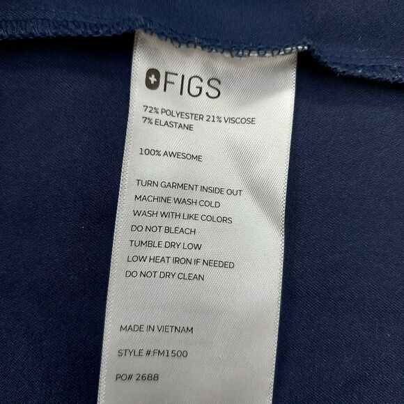 Figs Leon Three-Pocket Scrub Top Mens Large Navy Short Sleeve V-Neck FM1500 - Picture 11 of 11